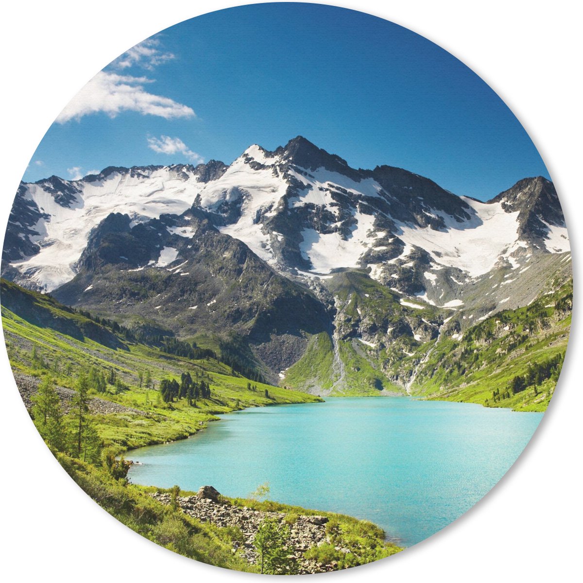 Muismat rond 30x30 cm - Mousepad Sneeuw - Berg - Water - Ronde muismatten