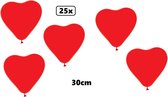 25x Hartjes ballon 30cm rood - Liefde hart Festival feest party verjaardag landen helium lucht thema