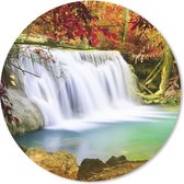 Muismat - Mousepad - Rond - Herfst - Waterval - Natuur - 50x50 cm - Ronde muismat