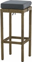 Barkruk Brivu - Rotan - Iron grey/ Woodcolor - Barstoelen buiten of keuken - Zonder rugleuning - Set van 1 - Rieten - Ergonomisch - 74cm hoog