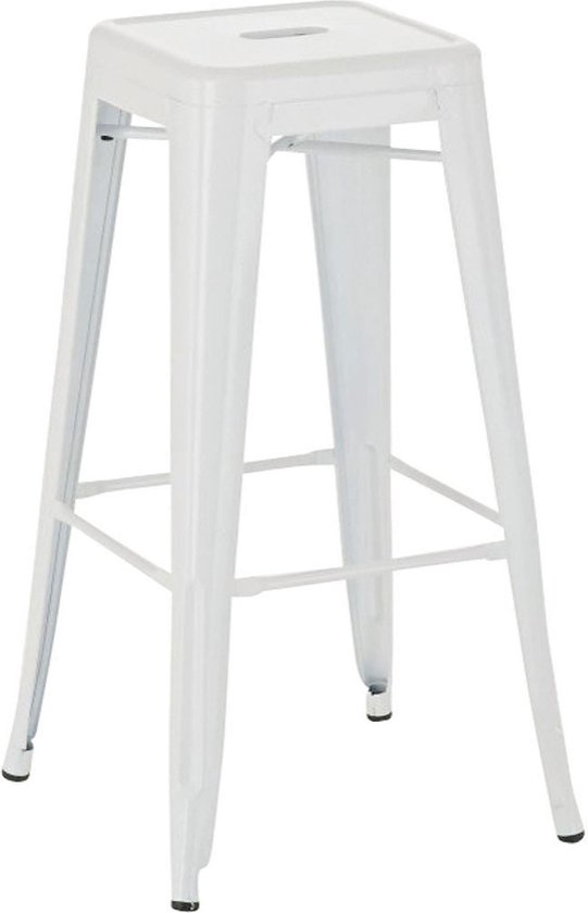 Barkruk Recto - Zonder rugleuning - Set van 1 - Ergonomisch - Barstoelen voor keuken of kantine - Wit - Metaal - Zithoogte 77cm
