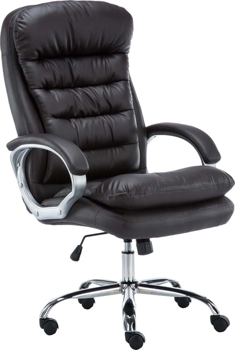 Alfeo Bureaustoel Modern - Bruin - Op wielen - Kunstleer - Voor volwassenen - Ergonomische bureaustoel - In hoogte verstelbaar 52-58cm