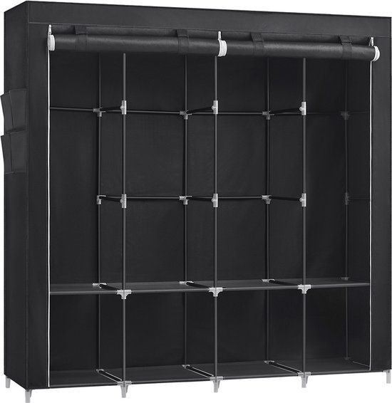 Kledingkast Ziba - Zwarte kledingkast - Opvouwbare stoffen - Kledingkast organizer - Slaapkamer - Kledingrek - 45x170x167cm uitzoeken