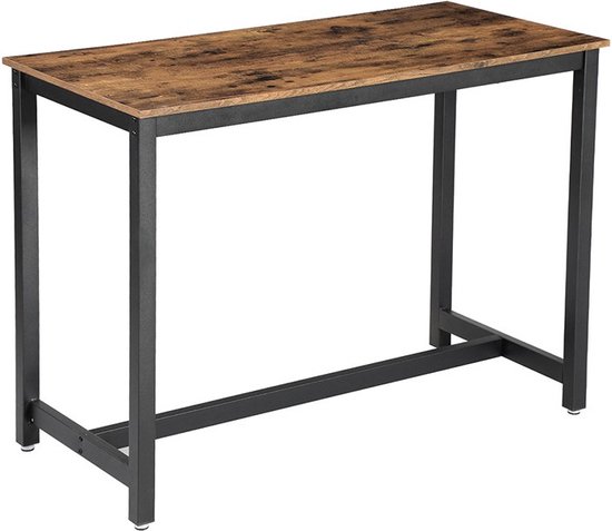Table de bar deluxe - Rectangulaire - Industriel - Table de bar pour intérieur et extérieur - Métal et bois - 120x60x90cm