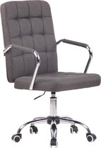 Chaise de bureau Albano - Tissu Gris - Avec Dossier et Accoudoir - Réglable en hauteur - Ergonomique - Luxe