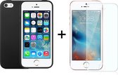 iPhone 5 hoesje zwart en iPhone SE 2016 hoesje en iPhone 5S hoesje zwart siliconen case hoes cover - 1x iPhone 5/se 2016/5s Screenprotector