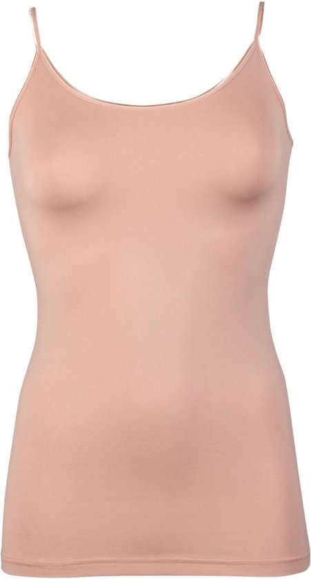 RJ Bodywear Pure Color dames spaghetti top cafe (1-pack) - lichtbruin - Maat: XL