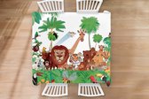Tafelkleed - Tafellaken - 180x180 cm - Wilde dieren - Jungle - Leeuw - Tijger - Meisjes - Kids - Jongens - Binnen en Buiten
