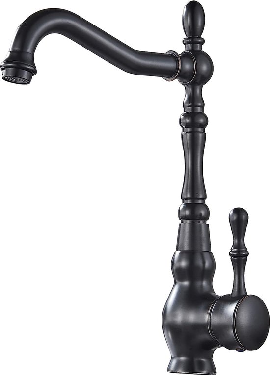 Zwarte antieke Retro Single Handle Mixer Tap Badkamer Camera Kraan