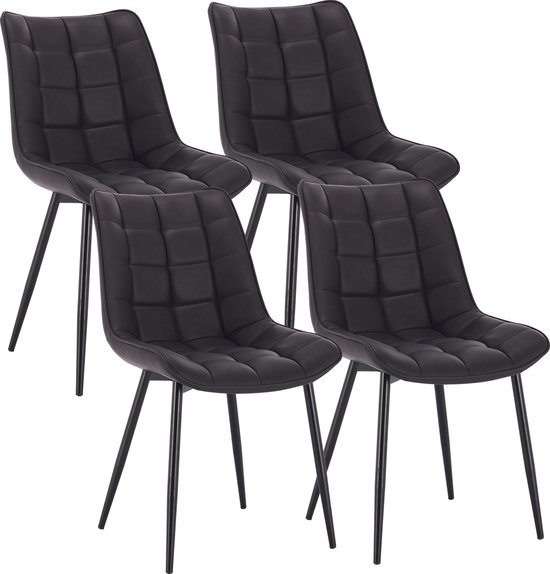 Chaise de salle à manger Set de 4 - Set de Chaises de salle à manger - 4 pièces - Chaises Set de 4 - Moderne - Chaises - Simili cuir - Anthracite