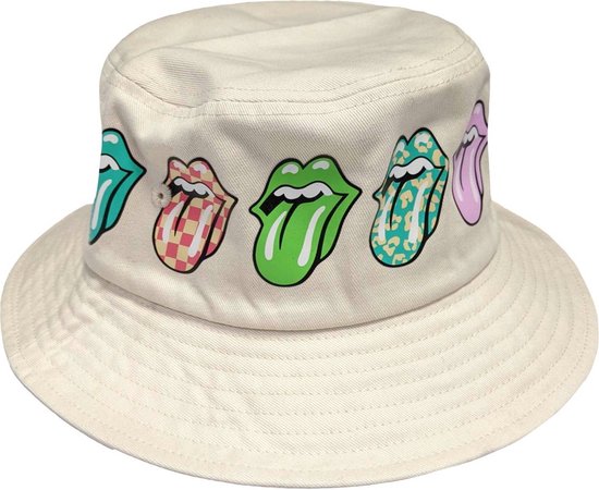 The Rolling Stones Bucket hat / Fisherman's hat -L/XL- Multi-Tongue Pattern Creme