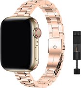 Innerlight® Narrow - Rose Goud - 38/40/41mm - Metalen bandje geschikt voor Apple Watch - Schakel Armband RVS - Stainless Steel Watch Band - Roestvrijstaal - Horlogeband - Geschikt als Apple watch bandje voor Series 1/2/3/4/5/6/SE/7/8/9