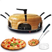 AG280 6 personen- Elecktrische Pizzaovens - Pizza oven- Pizzasteen - Pizza Gourmetstel - Handgemaakte terracotta keramiek geglazuurd koepel met mini pizza oven - Pizzaoven - 6 Geïsoleerde bak spatels - RVS bakplaat - Inclusief Handvat