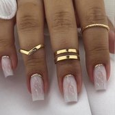 Press On Nails - Nep Nagels - Glitter - Goud - Roze - Short Coffin - Manicure - Plak Nagels - Kunstnagels nailart - Zelfklevend