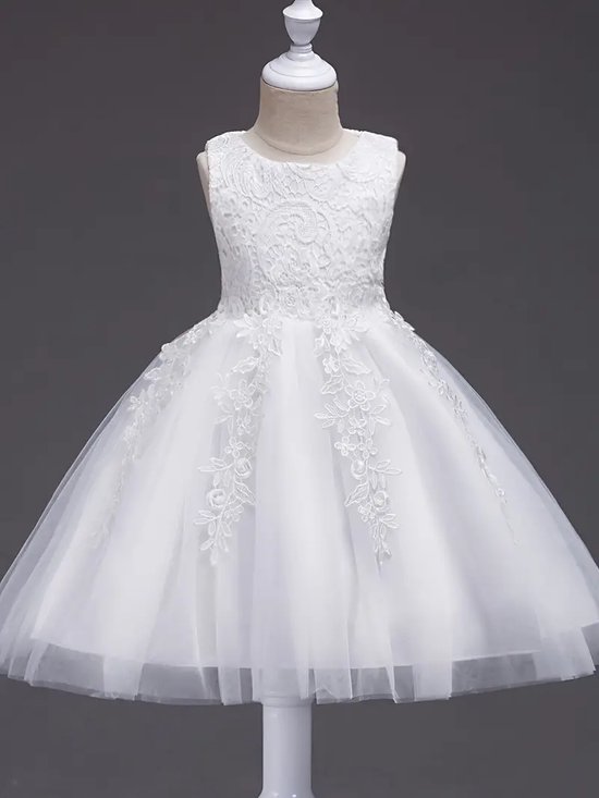 Bruidsmeisjes / Bloemenmeisjes jurk maat 110/116 met bloemenkroon - Bruiloft - feest
