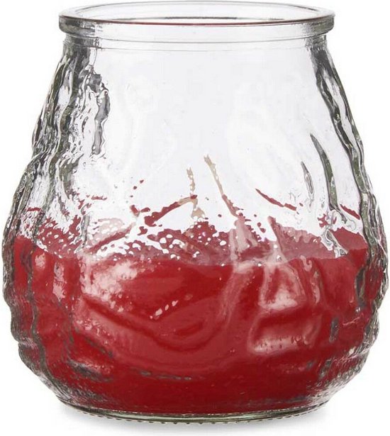 Kaars Geranium Rood Transparant Glas Paraffine 6 Stuks (9 x 9,5 x 9 cm)