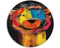 kinder wandpaneel - Leeuw muurcirkel - Schilderij Dier - Muurdecoratie landelijk - Wandcirkels - Slaapkamer accessoires muurcirkel forex 70x70 cm