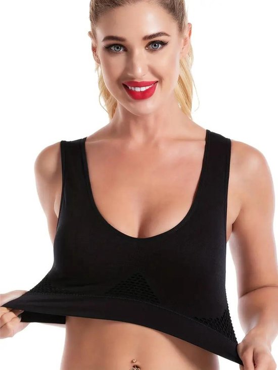 BH Nivard Sans Armatures - Sans Bracelets - Soutiens-gorge Push -up - Soutien-gorge Comfort - Mixte - Zwart - Taille XL