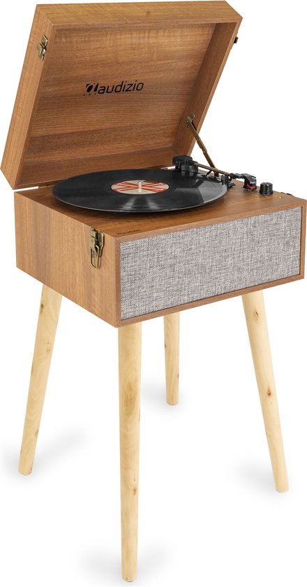 Platenspeler op poten - Audizio Fremont - Retro platenspeler met meubel - Met Bluetooth - Houtlook