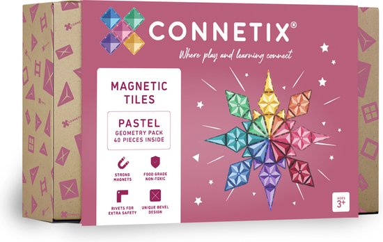 CONNETIX - Magnetisch Tegels - Pastel Geometrie Pakket - 40 Stuks