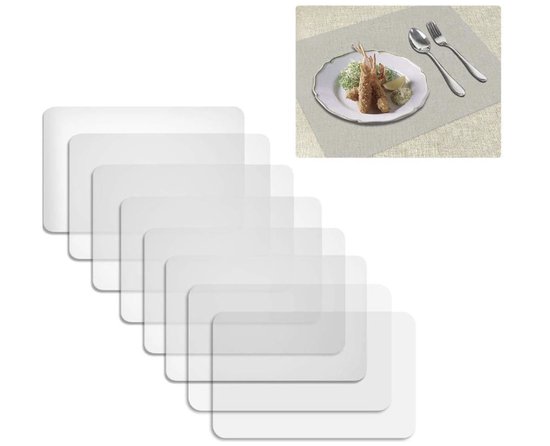 Sets de table transparents en plastique, 8 pièces, antidérapants, lavables, résistants à la chaleur, sets de table pour cuisine, table à manger