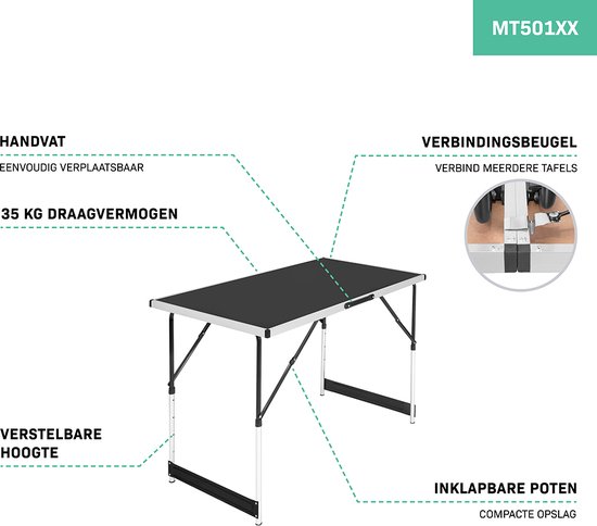 VONROC Multifunctionele tafel - 100 x 60 cm van Merkloos — afbeelding 3