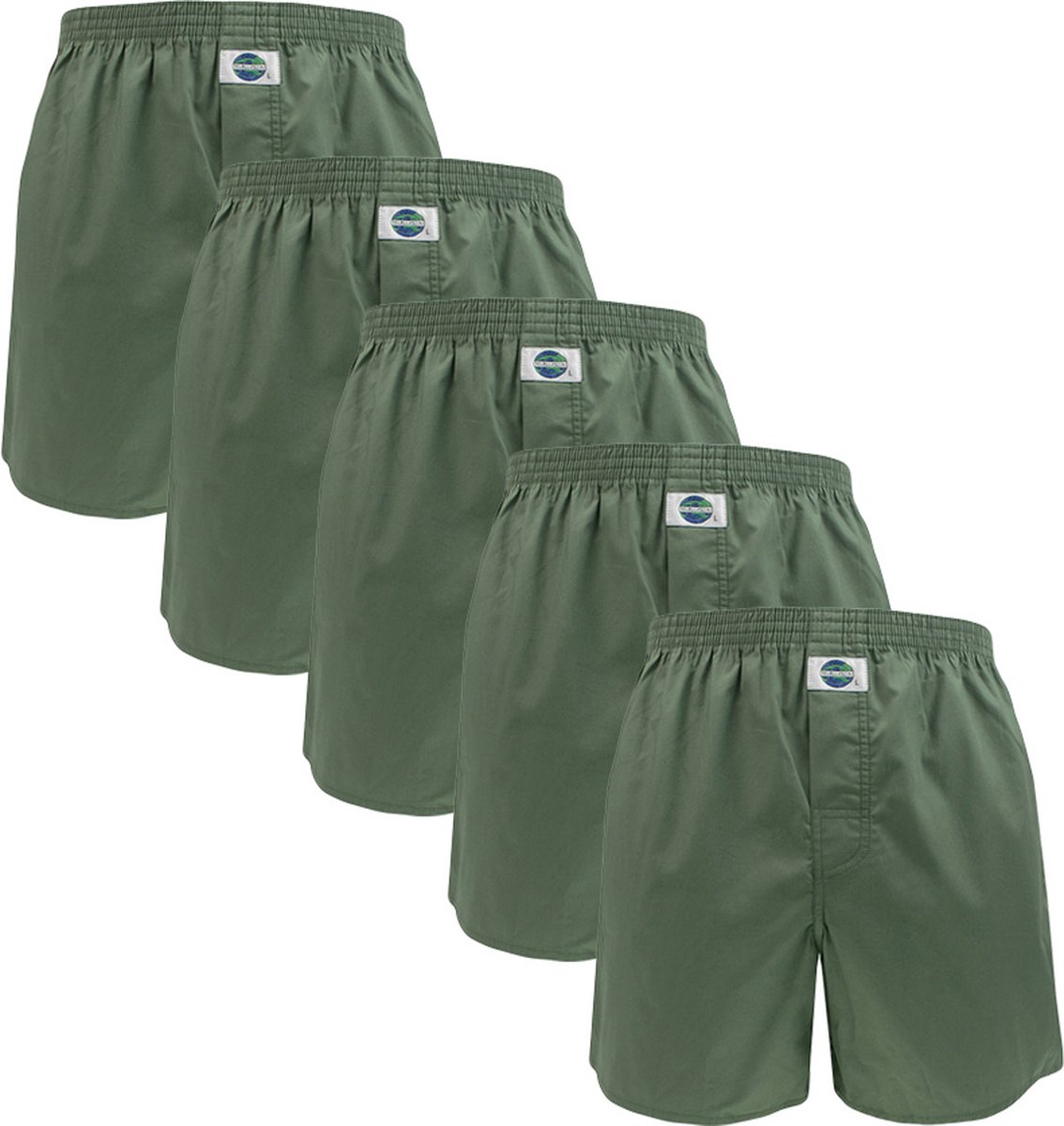 DEAL heren 5P wijde boxershorts groen