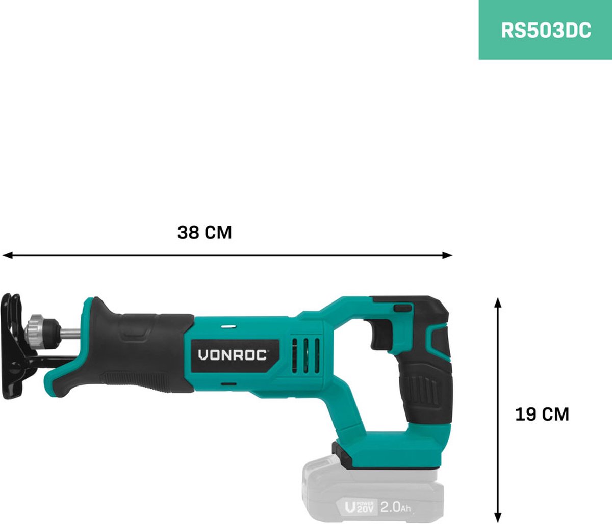 VONROC Accu Reciprozaag 20V - Incl. 3 Zaagbladen - Excl. Accu en snellader – foto 3