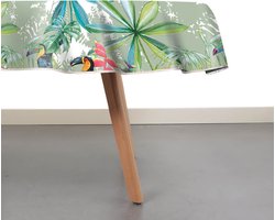 Raved Tafelzeil - 160 cm Rond - Jungle Blauw - PVC - Afwasbaar - Extra sterk - Beschermrand