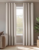 Bol.com HOOMstyle Kant en Klaar Gordijn - Verduisterend - Met Ringen - 140x270cm - Off White / Beige aanbieding