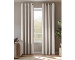 HOOMstyle Kant en Klaar Gordijn - Verduisterend - Met Ringen - 140x270cm - Off White / Beige