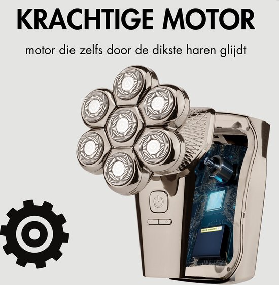 Rasoir 6-en-1 Homme + Tête de rasage Extra - Tondeuse - Sansbeauté® Skull Edition PRO MAX - Rasoir Electric pour le Face et la Head - Rasage - Rasage de la tête chauve - Wet & Droog - Électrique