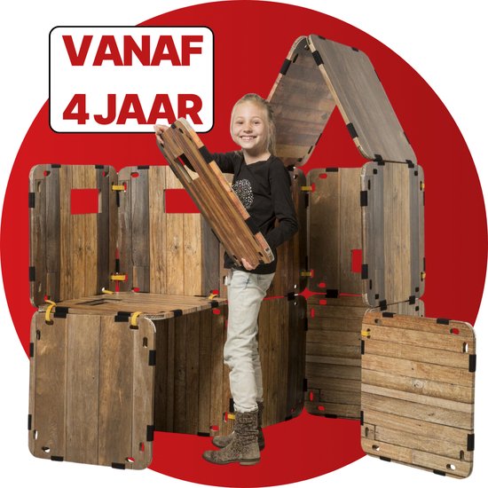 Fantasy Forts Sturdy Set - Speelhuisje voor buiten en binnen - 4 tot 12 jaar - 16 Platen - 16 Clips - 36 Klittenband stukjes - Hut bouwen - Bouwpakket kinderen