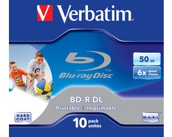Verbatim Blu-ray Disc BD-R DL wide printable 50GB 6x speed (43736). Doos van 10 stuks.