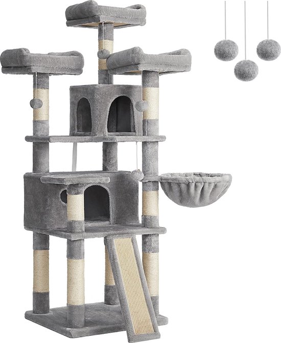 MIRA Home - Krabpaal - Kattenboom - Kattenmand - Kattenhuis - Katten - Huisdieren - 54x49x169cm