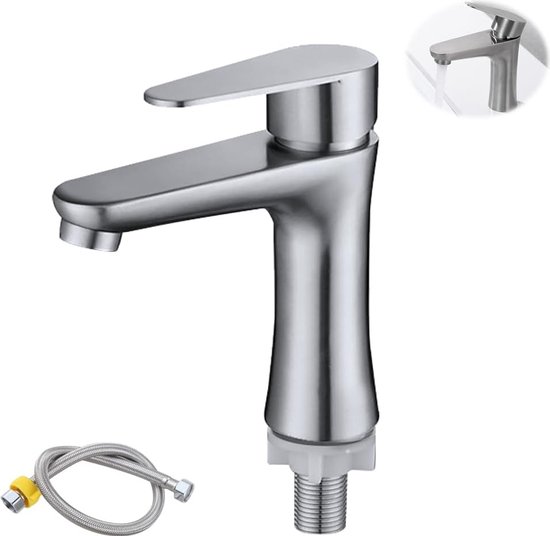 HANSANOVA - Wastafelkraan / Koudwaterkraan Met Kantelbare Perlator En Flexibele Aansluit Tapkraan Verkoop Per 1 X 1 Stuk 00902201 4057304019807 2743574 6900345 32614835 Montagewijze Blad Kraangat Met Greep Ja Materiaal Kraan Messing