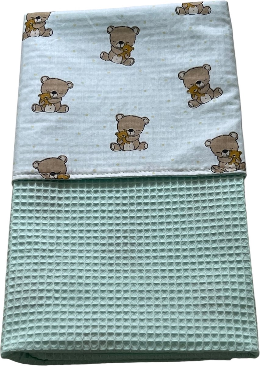 baby deken kinderwagen deken wieg deken teddy beertjes mint groen 60 x 90 cm