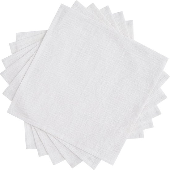 LALAGO 12 stuks stoffen servetten 45x45cm, stoffen servetten van linnen met kwasten, witte linnen servetten tafelservetten voor tafeldecoratie voor de sacramentele doop