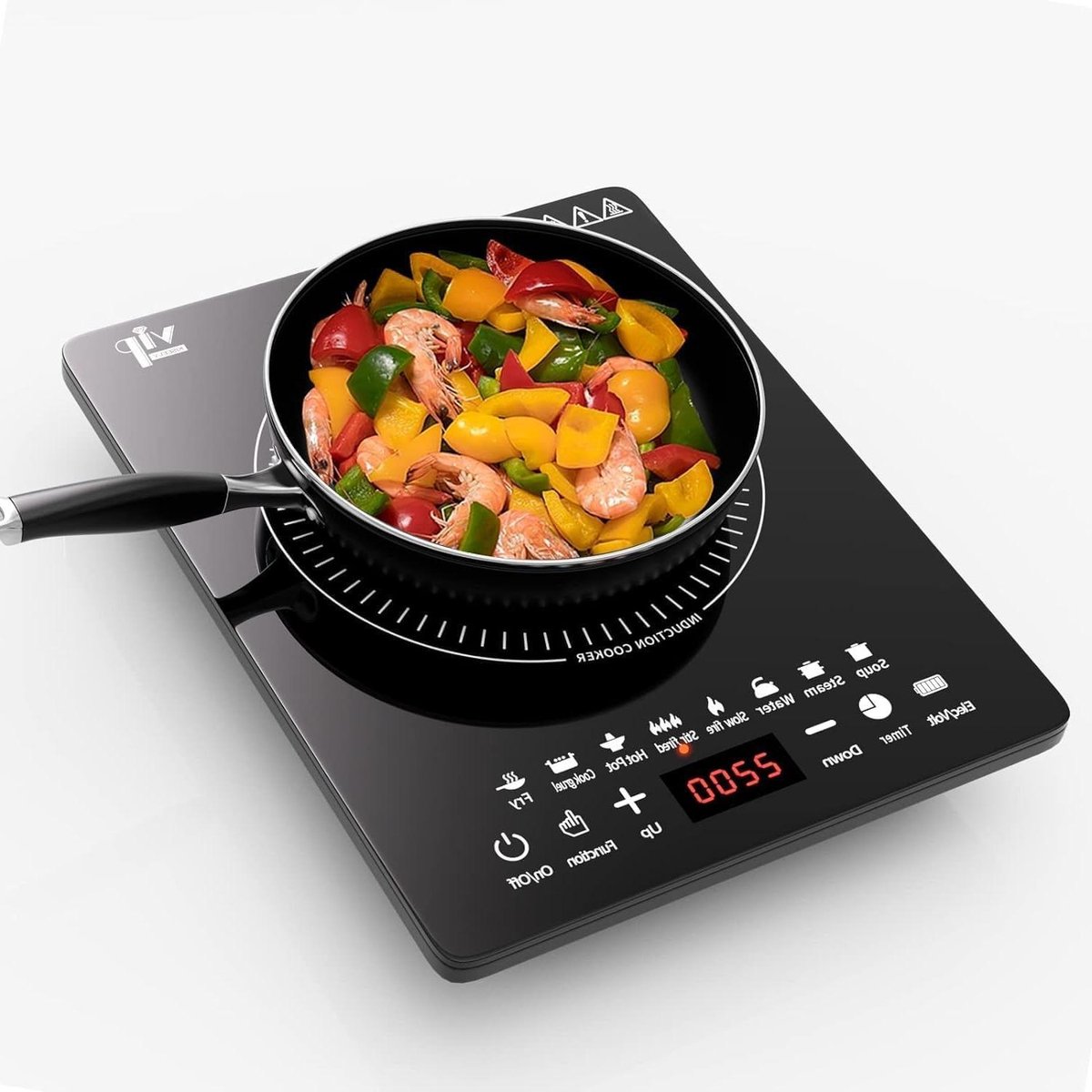 Elektrische inductiekookplaat met meervoudige instellingen - 2200 W draagbare inductiekookplaat - ultradun design - 8 modi - sensorbediening - thuis - reizen - RV