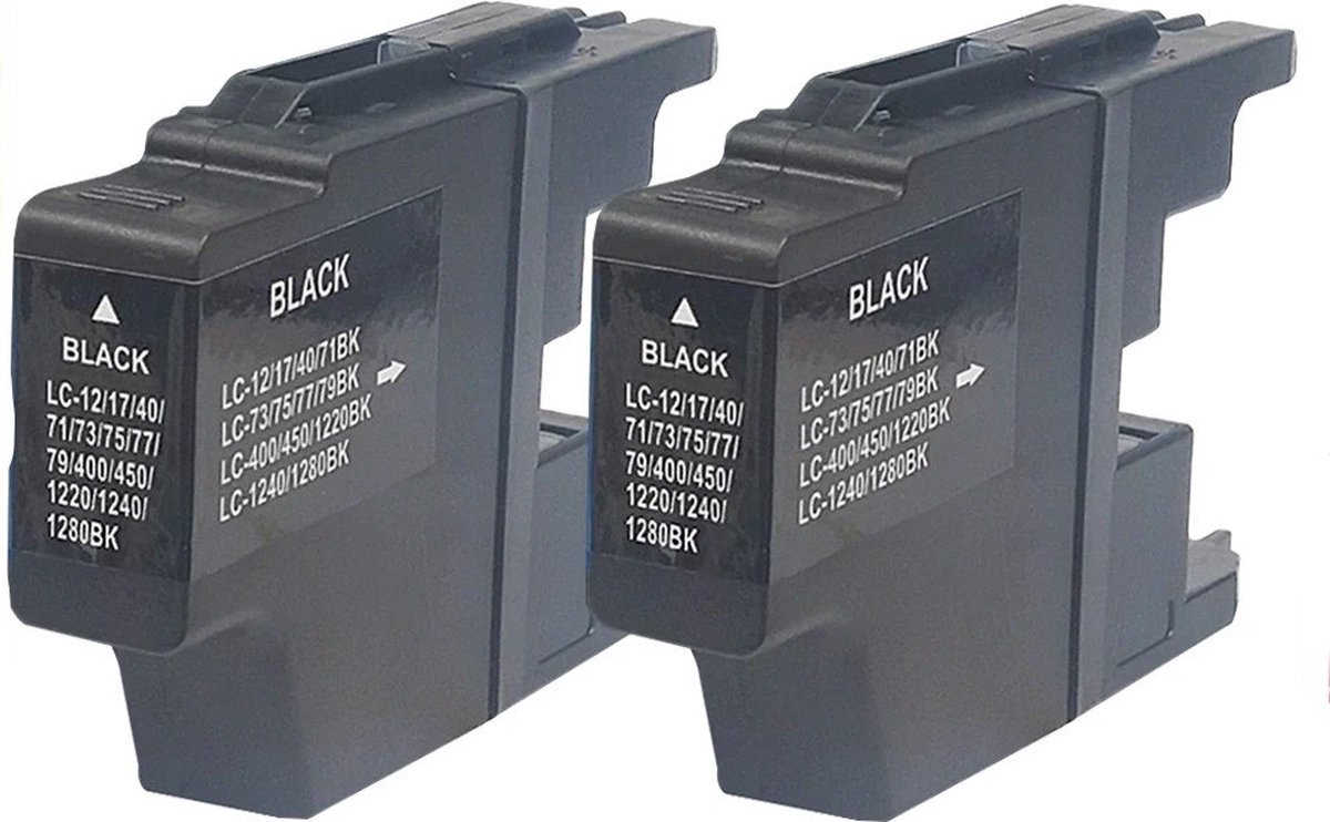 Cartridges Geschikt voor Brother 1240 / LC-1240 XL | Dualpack 2x Zwart - Geschikt voor Brother DCP J725DW, J925DW, J925W, MFC J430W, J5910DW, J6510DW, J6710DW, J6910DW, J825DW - Inktpatronen - inkt cartridges