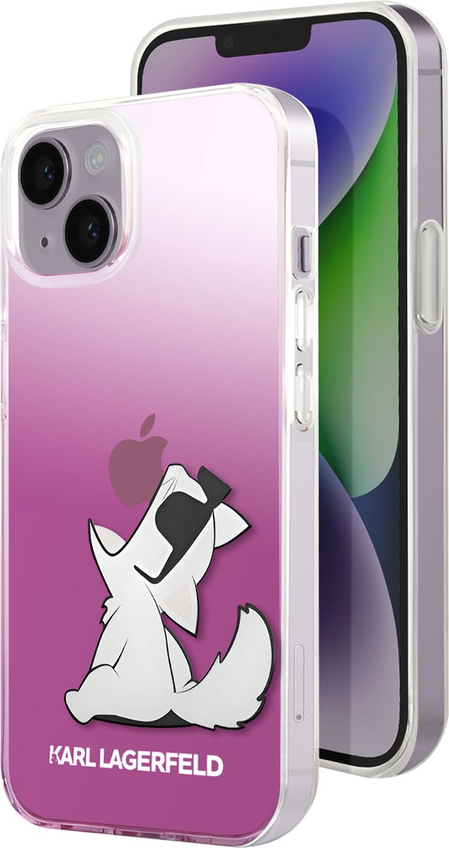 Karl Lagerfeld, Hoesje Geschikt voor Apple iPhone 14 Plus Verhoogde randen, Roze