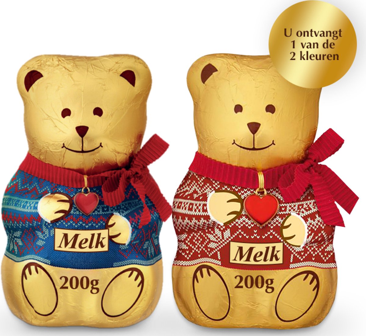 Lindt TEDDY Rood/Blauw Sweater melkchocolade 200 gram - Kerstcadeau - Kerstchocolade