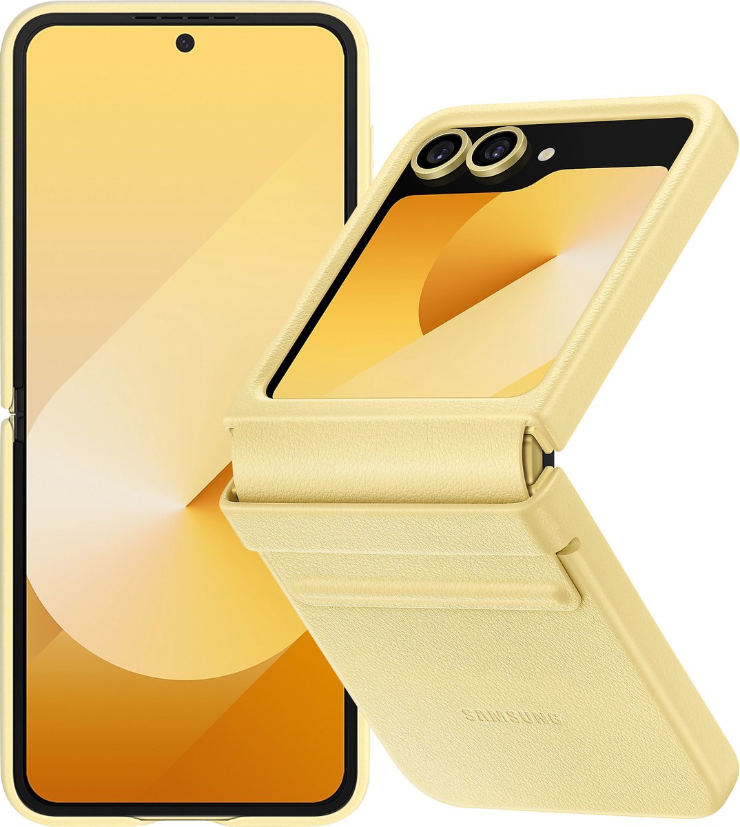 Samsung Galaxy Z Flip6 Vegan Leren Hoesje - Kindsuit case - Geel