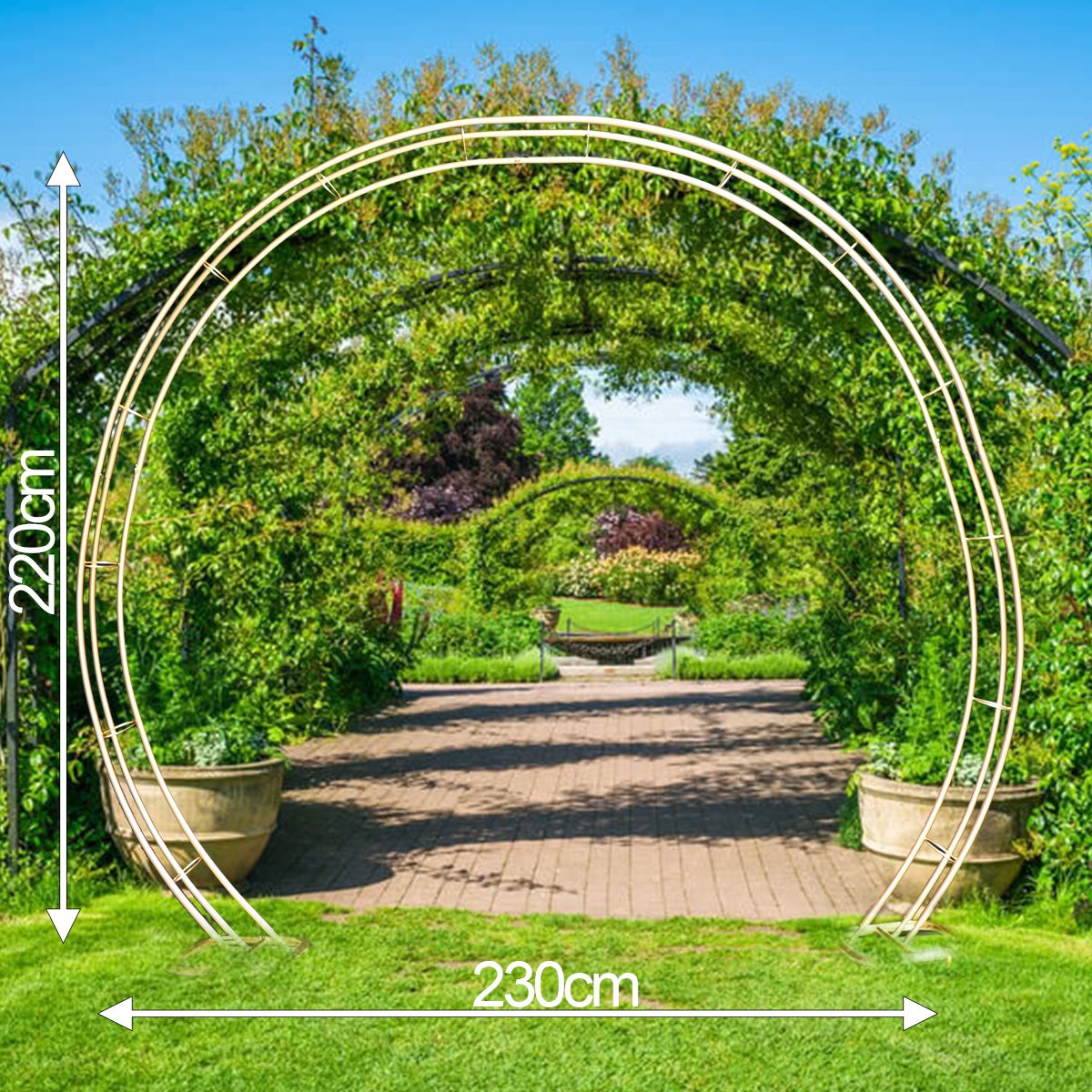Grote Metalen Tuinboog, Planten Ondersteuning Boog, Binnen/buiten Romantische Bruiloft Rozenboog met Voet, voor Tuin, Terras, Bruiloft en