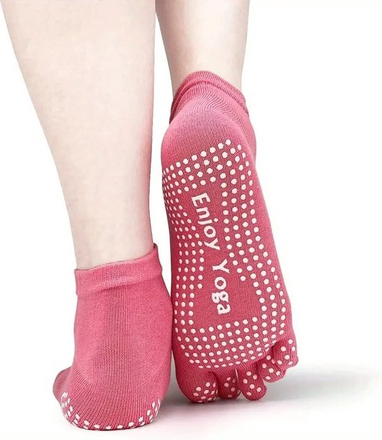 Yoga Sokken Full Toe I Volle Teen Yoga Sok I Met Anti Slip Onderkant I Antislip Sokken - Pilates Sokken - Roze - Maat 36-40 van PinkyB Fitness. — afbeelding 4
