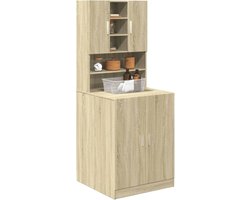 Wasmachine ombouw - Kast - Opbouwmeubel - Verhoger - Wasmachine meubel - Opbergkast - Hout - Sonoma Eiken