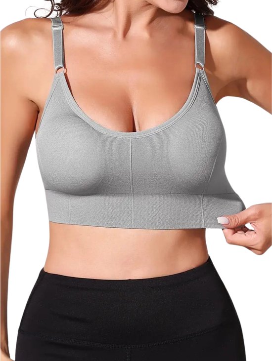 Nivard BH Sans Armatures - Sans Bracelets - Soutiens-gorge gorge Push -up - Soutien-Gorge Comfort - Mixte - Grijs- Taille L