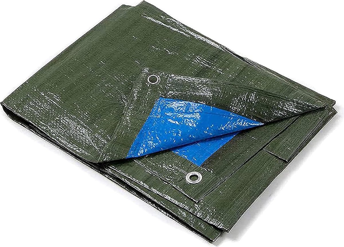 Afdekzeil tweekleurig - 6064CS, 90 g/m², maat 4 x 5, groen/blauw