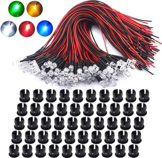 Lyeteung 100 Stuks 3mm 12V Voorbedrade LED Diodes Licht, 10