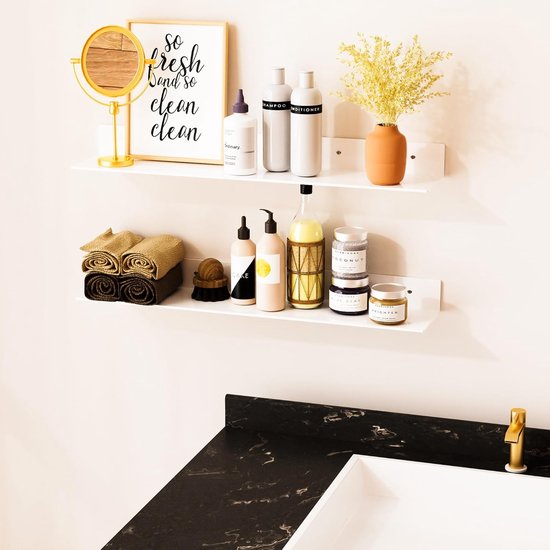 AYESY Zwevende planken voor muur, 3 stuks witte acrylplank met lengte 10 cm, eenvoudig te installeren decoratieve plank, ideale woondecoratie-accessoires voor badkamer woonkamer keuken thuiskantoor